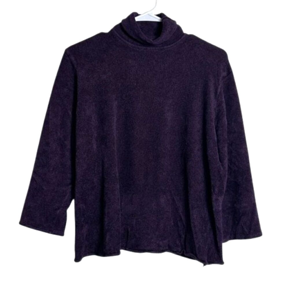 Eileen Fisher Italian Cashmere Scrunch Neck Top Womens 2X Capsule Plush Plum